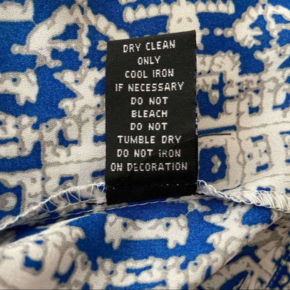 Blue White Bow Back Cutout Blouse Medium - Picture 10 of 10